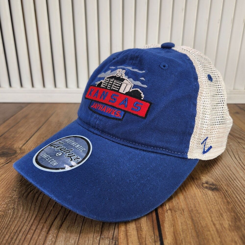 Zephyr Kansas Jayhawks Allen Fieldhouse Trucker Hat Blue Snapback College Cap